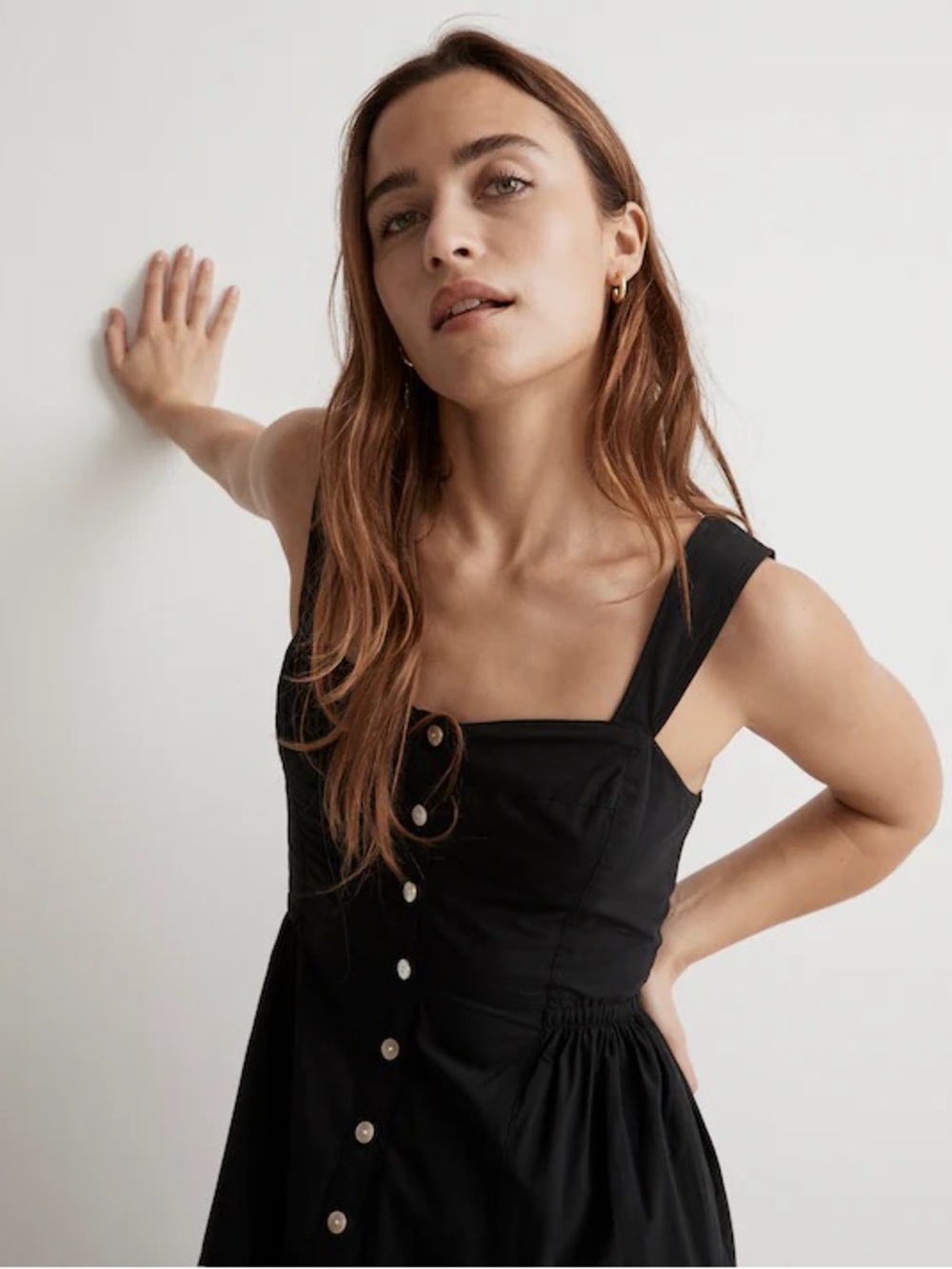Madewell Button-Front Tiered Midi Dress 🖤 
Sz 6